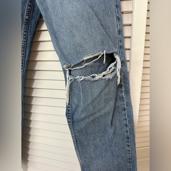 RE/DONE 70S Stove Pipe Distressed Raw Hem Button Fly Jeans Size 26 - Picture 6 of 7